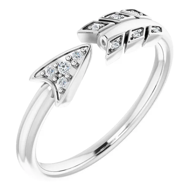 14K White .04 CTW Diamond Arrow Ring Budget Object Budget Art