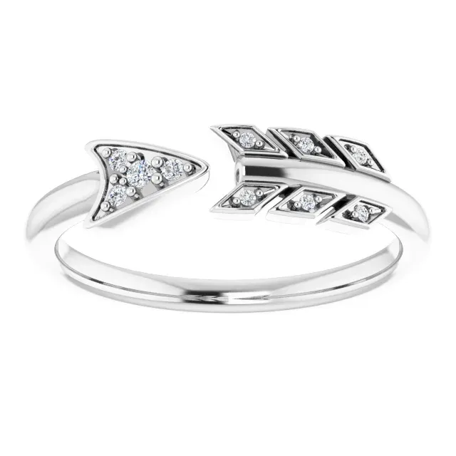 14K White .04 CTW Diamond Arrow Ring Top Rated