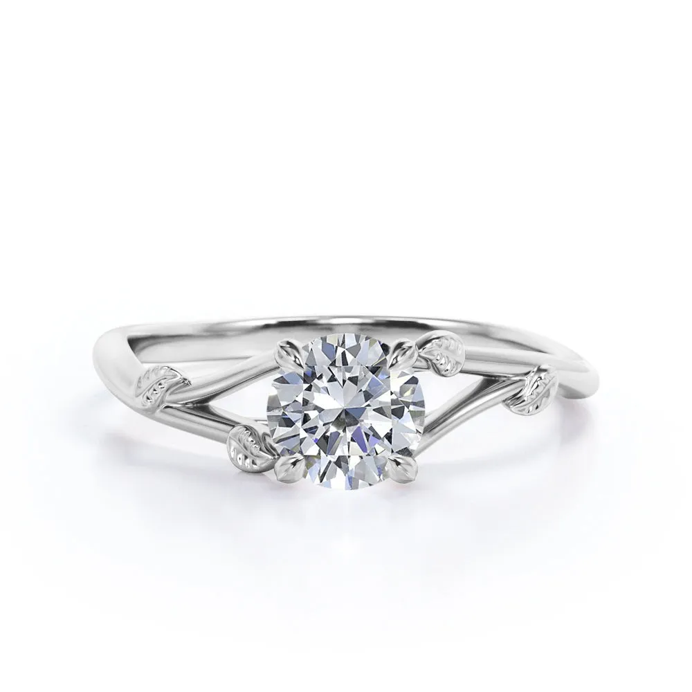 Everyday Essential Certified 1 CT Round Lab Diamond Floral Shank Solitaire Engagement ring