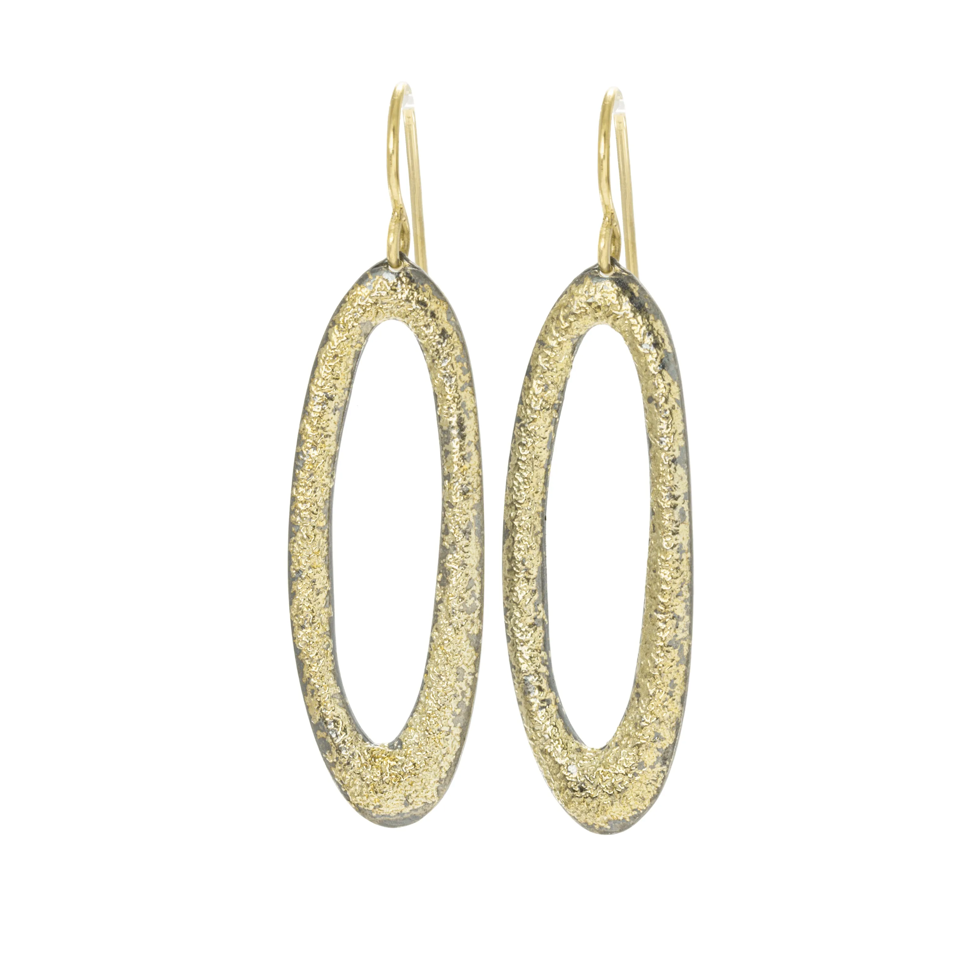 Chic Day Elliptic Earrings - Medium - 22ky Gold, 18ky Gold   Oxidized Silver