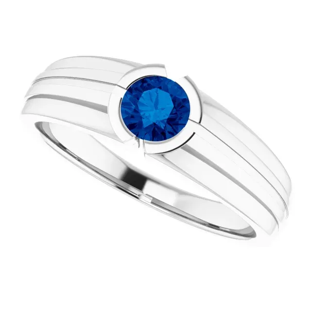 Evening Glam Subtle Mood 14K White Lab-Grown Blue Sapphire Ring