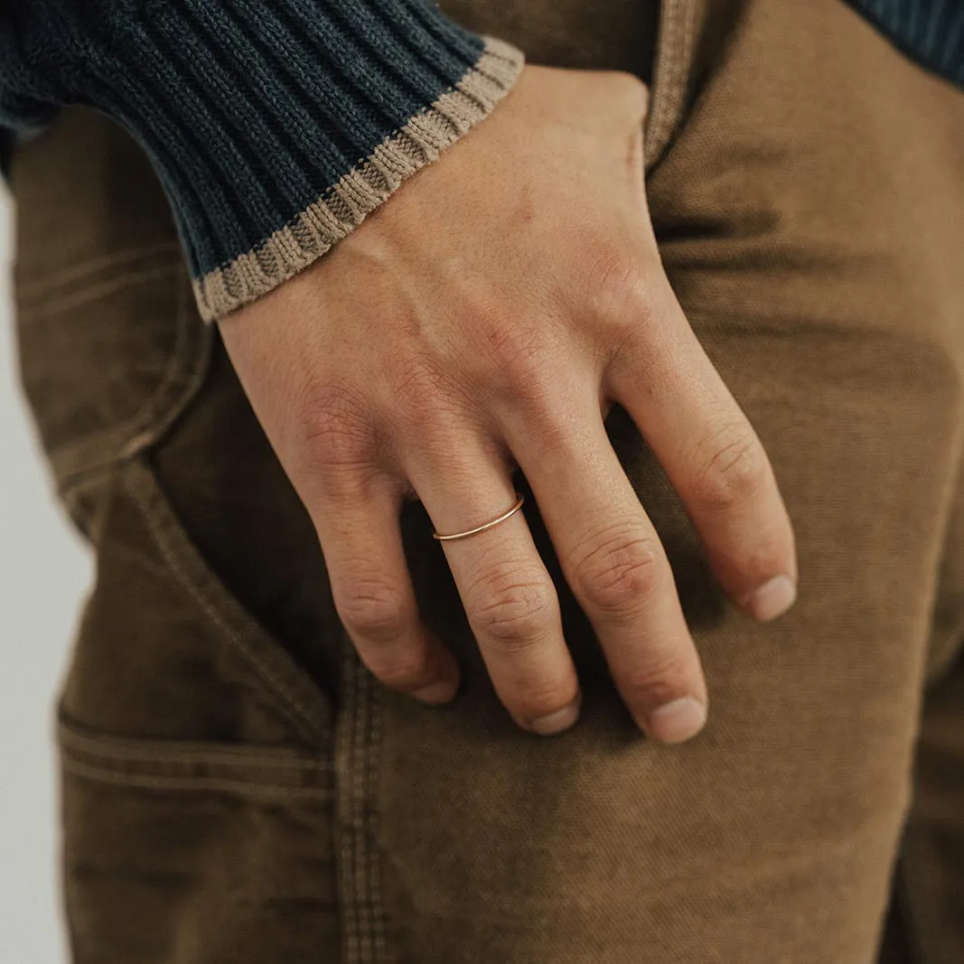 Classic Ring - 14K Solid Gold Layered Texture Muted Elegance