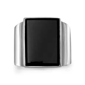 Romantic Look Subtle Look Mens Black Onyx Ring Sterling Silver