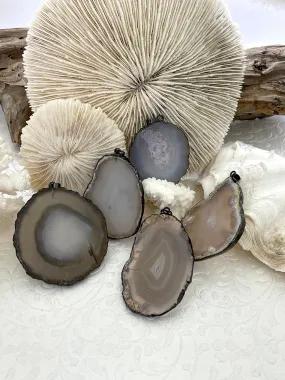 Agate Teardrop/Oval Pendants with Gunmetal Soldered Bezel. Variety of sizes and stones, all unique. Fast Ship Moment Accessory Locked Accessory