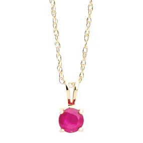 Bremer Jewelry 14K Yellow Gold Round Shape Ruby Solitaire Pendant with a 14K Yellow Gold Link Necklace (0.50ctw) Special Accent Elegant Details