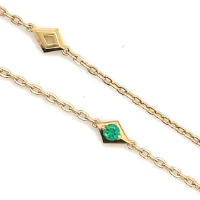 Bremer Jewelry Round Shape Emeralds 18K Yellow Gold Station Necklace (0.34ctw) Event Glow Fresh Look