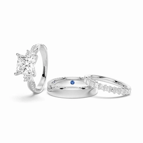 Twist Princess Cut Moissanite Couple's Ring Set with Men's Wedding Band Versatile Shine Seasonal Pick