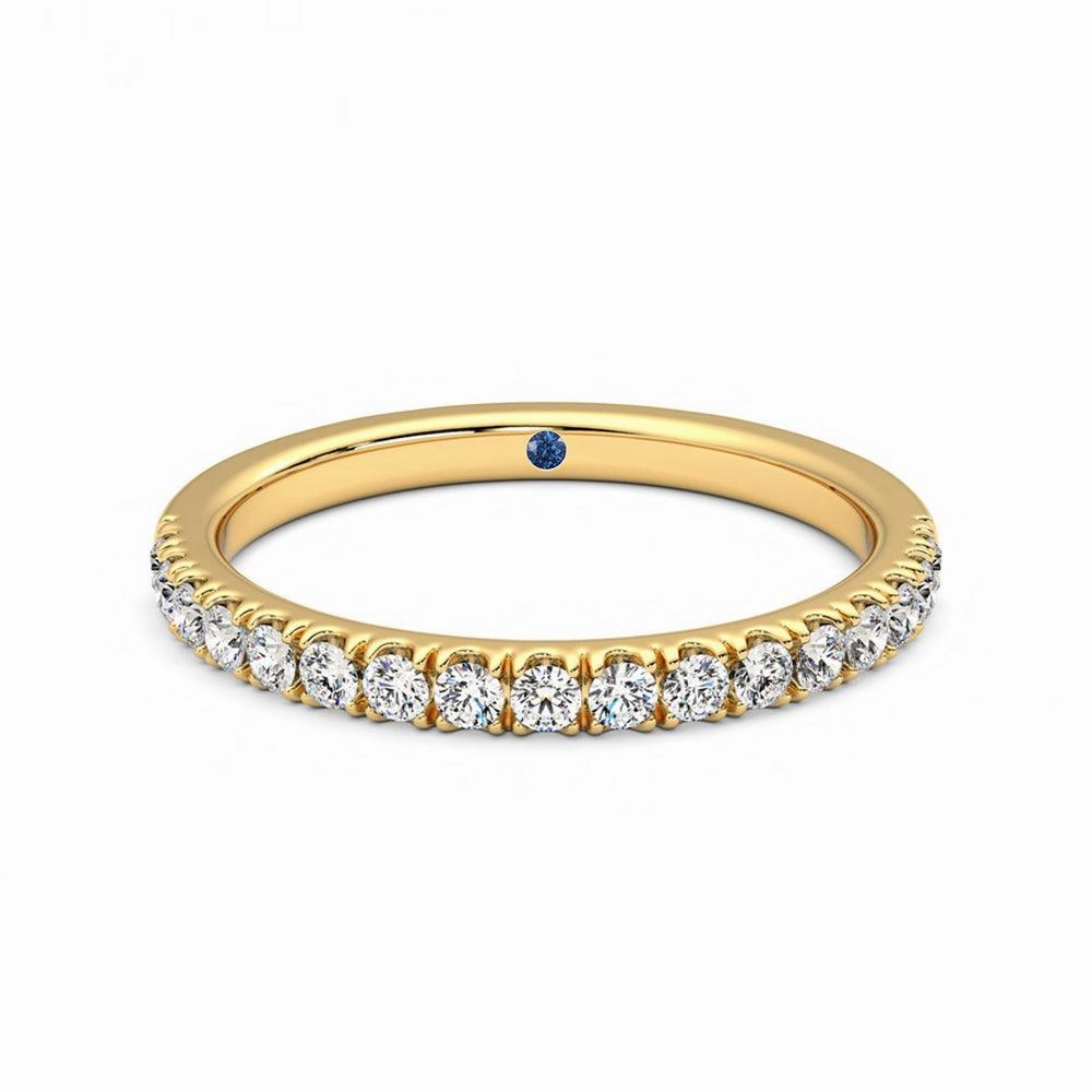 Sleek Form Glamour Shine Classic Pav?? Set Moissanite Wedding Band with Anniversary Stone Accent