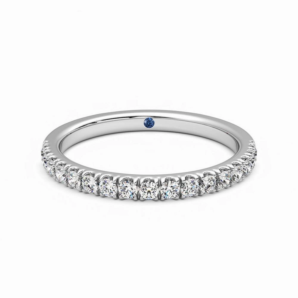 Classic Pav?? Set Moissanite Wedding Band with Anniversary Stone Accent Luminous Sparkle Lustrous Touch