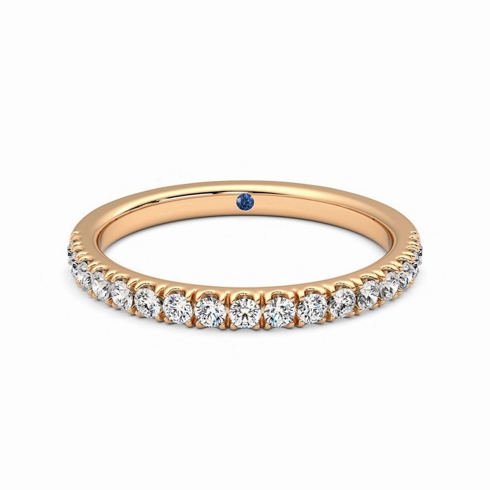 Layered Finish Sophisticated Sparkle Classic Pav?? Set Moissanite Wedding Band with Anniversary Stone Accent