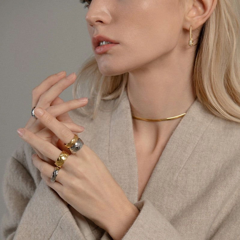 Shining Craft Classic Quilted Ring 18K Plain 3mm/6mm/10mm