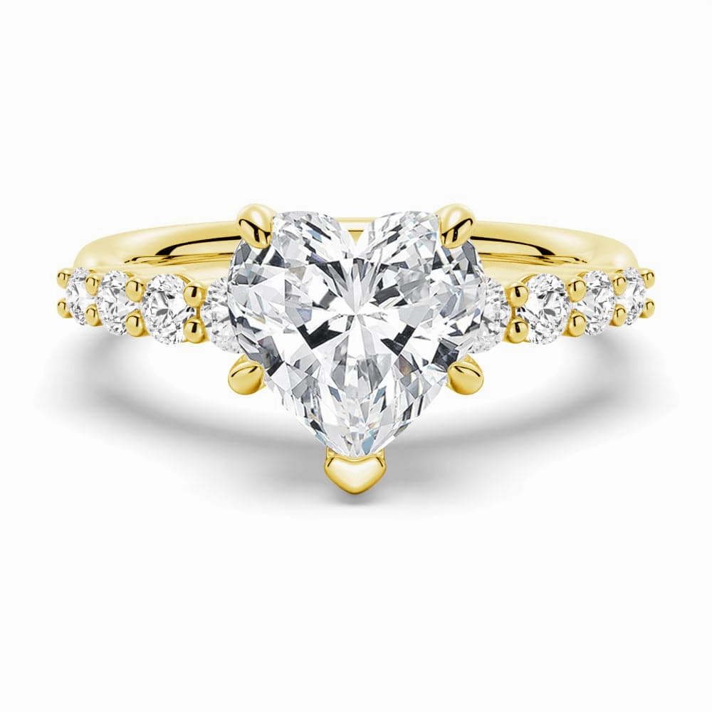 Classic Shared Prong Heart Shaped Moissanite Engagement Ring Model Mood
