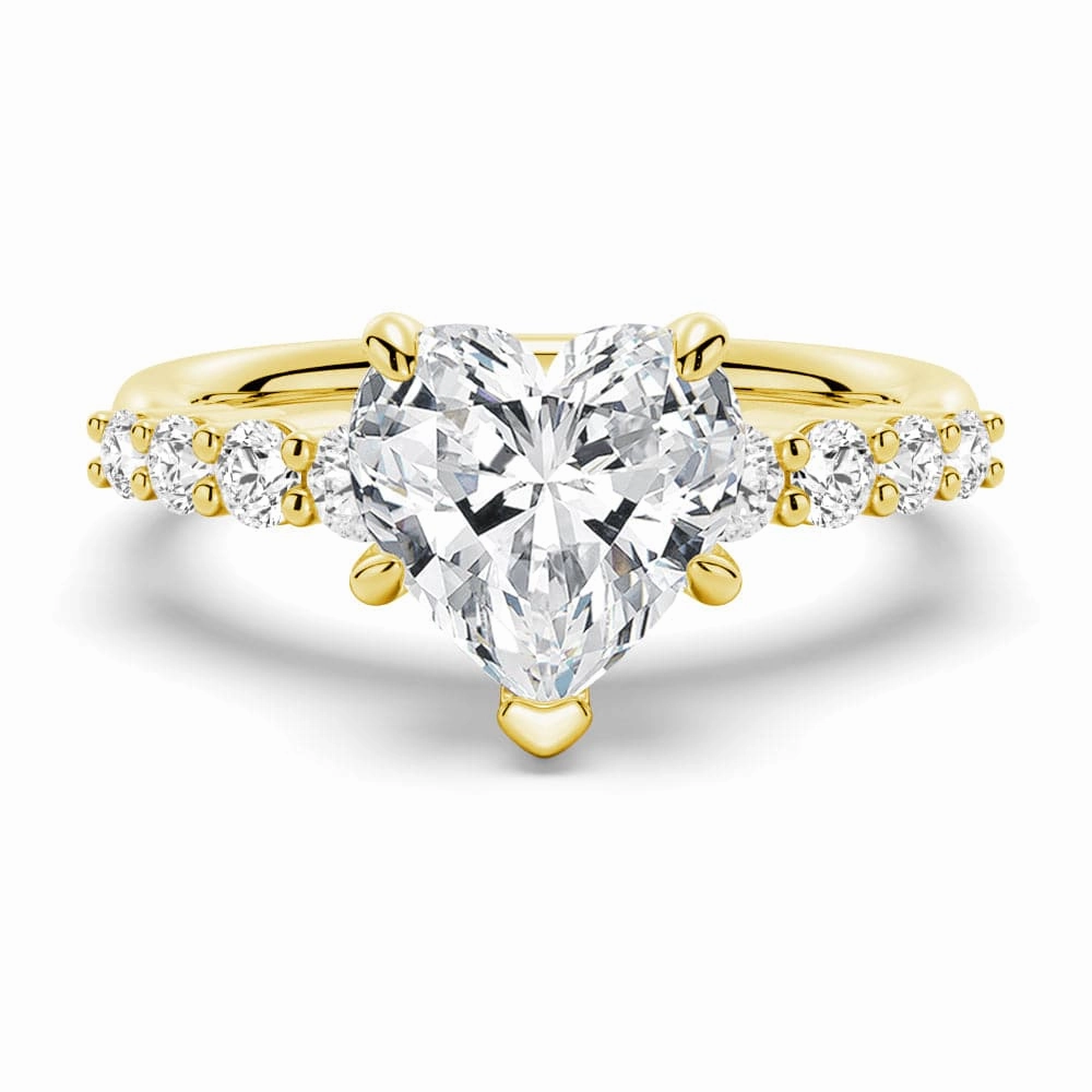 Classic Shared Prong Heart Shaped Moissanite Engagement Ring Light Detail