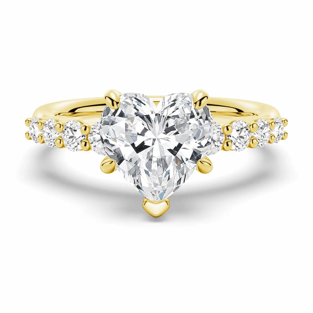 Elegant Highlight Classic Shared Prong Heart Shaped Moissanite Engagement Ring