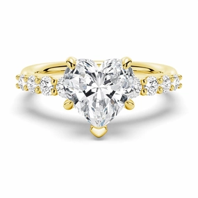 Classic Shared Prong Heart Shaped Moissanite Engagement Ring Bold Details Trendy Glow