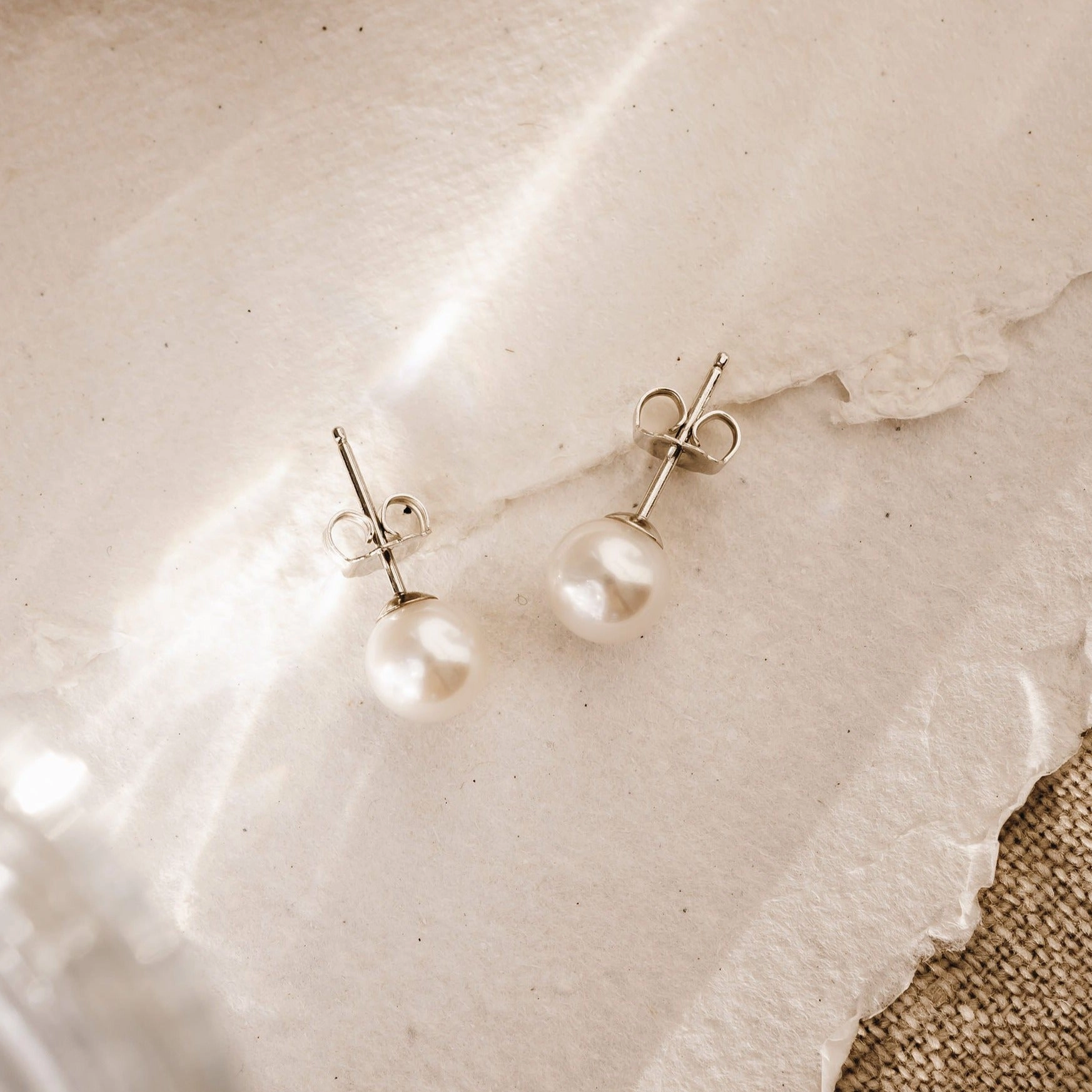 Graceful Finish Silk Finish Pearl Stud Earrings - Lea