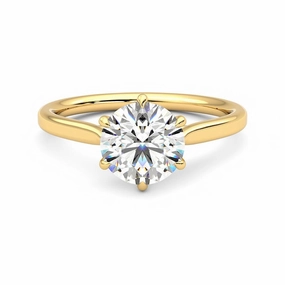 Classic Six Prong Moissanite Engagement Ring with Hidden Anniversary Stone Accent Vibrant Finish Flawless Touch