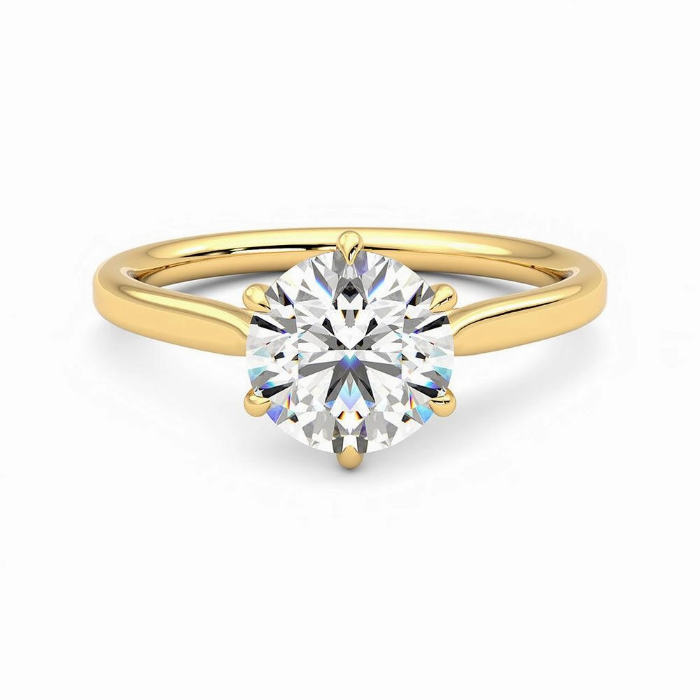 Graceful Appeal Autumn Style Classic Six Prong Moissanite Engagement Ring with Hidden Anniversary Stone Accent