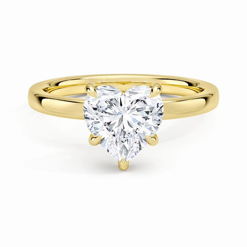 Sparkling Accent Classic Solitaire Heart Shaped Moissanite Engagement Ring