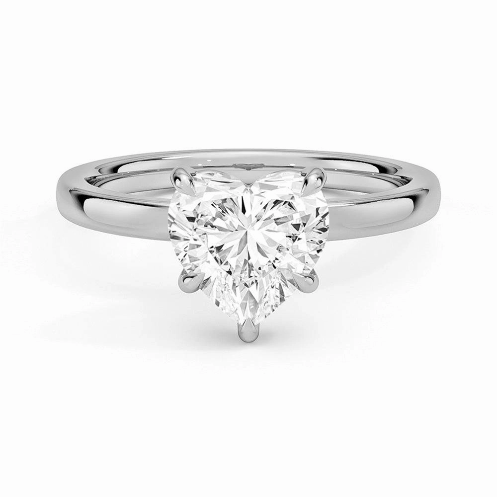 Elegant Update Sophisticated Design Finish Classic Solitaire Heart Shaped Moissanite Engagement Ring