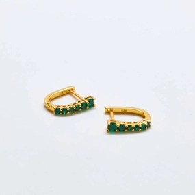Statement Layer Green CZ Huggie Hoop Earrings