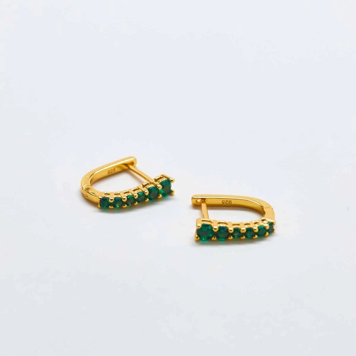 Easy Match Green CZ Huggie Hoop Earrings