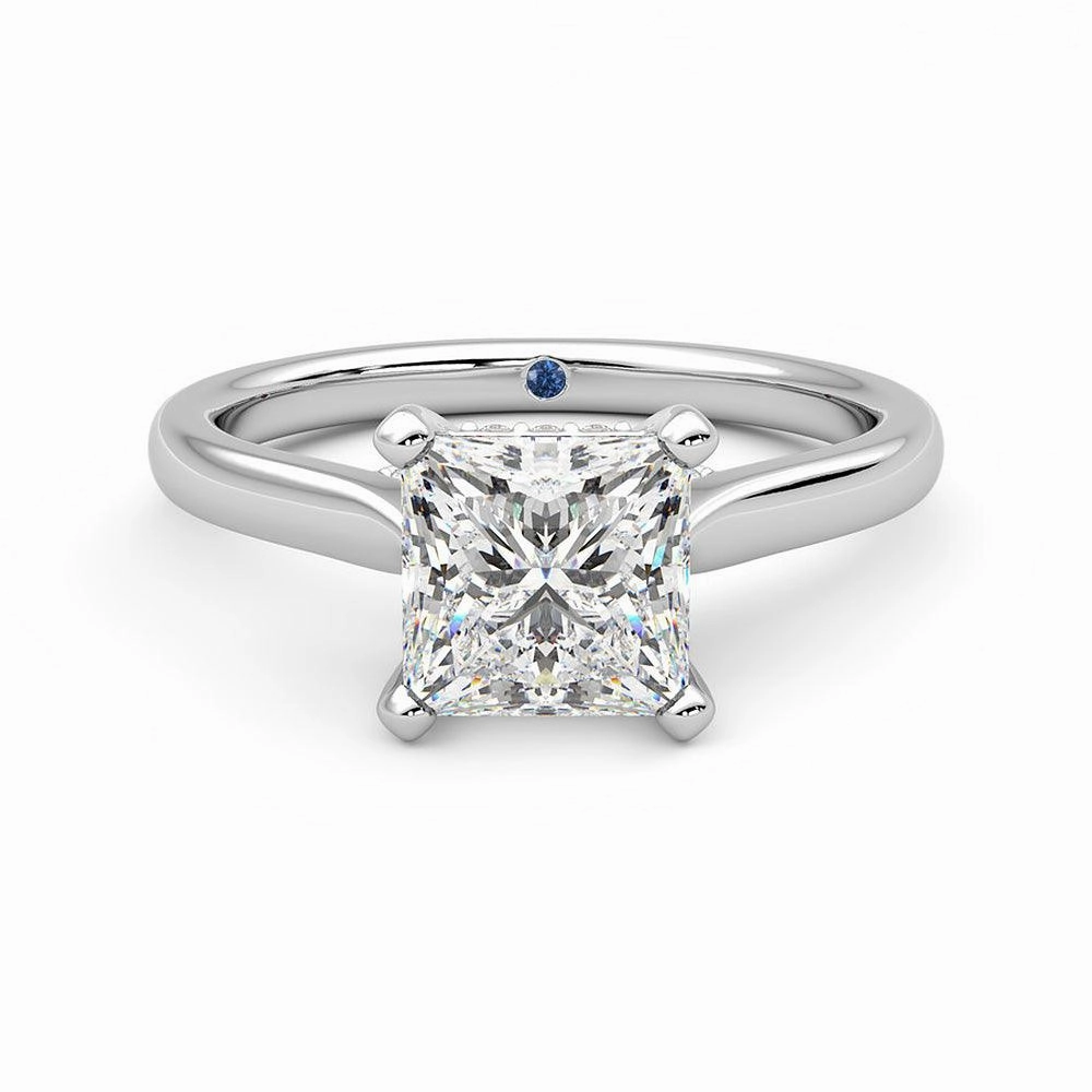 Subtle Pop Gleaming Form Princess Cut Moissanite Engagement Ring with Hidden Anniversary Stone and Secret Accents