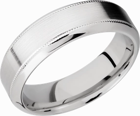 Cobalt chrome 7mm beveled band with reverse milgrain detail Custom pieces