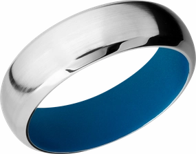 Timeless Detailing Cobalt chrome 7mm domed band with beveled edges with a Sky Blue Cerakote sleeve
