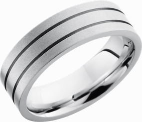 Cobalt chrome 7mm flat band with 2, .5mm grooves Classic Design