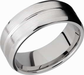 Cobalt chrome 8mm beveled band with a 1mm groove Style Detail