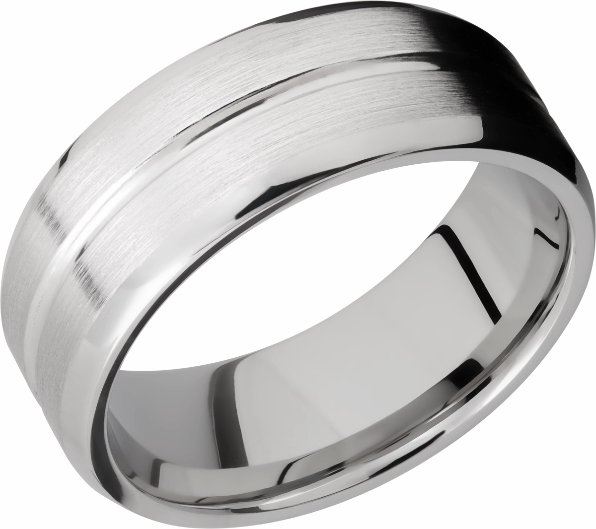 Cobalt chrome 8mm beveled band with a 1mm groove Style Detail
