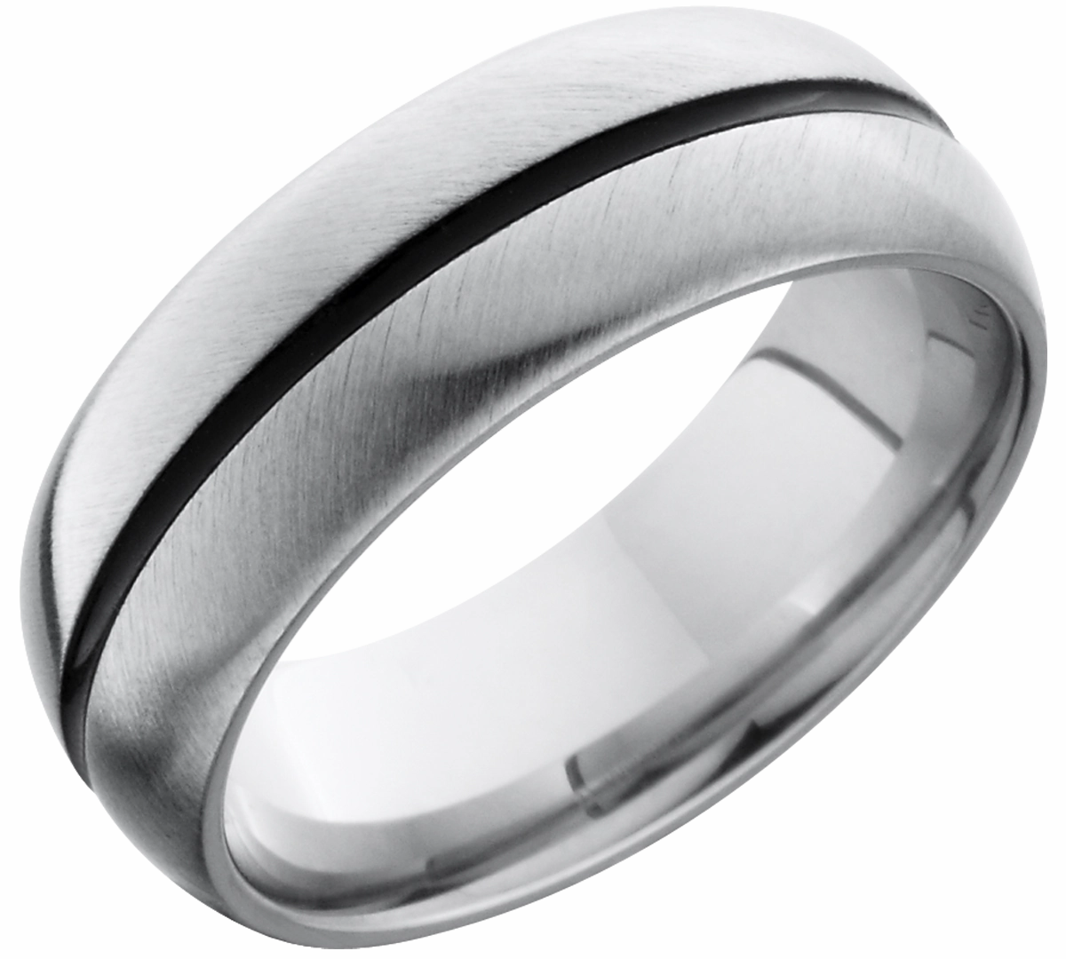 Polished Piece Cobalt chrome 8mm domed band with a 1mm groove down the center of the band