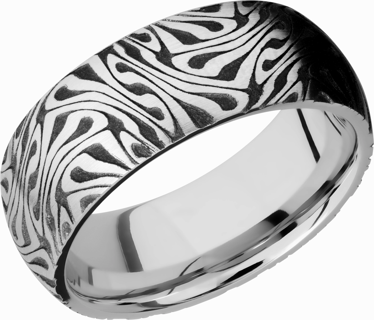 Enchanted Detail Luxurious Shine Cobalt chrome 8mm domed band with laser-carved escher pattern