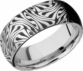 Enchanted Detail Luxurious Shine Cobalt chrome 8mm domed band with laser-carved escher pattern