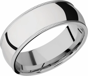 Cobalt chrome 8mm domed band with milgrain detail Fashion Layer Romantic Edge