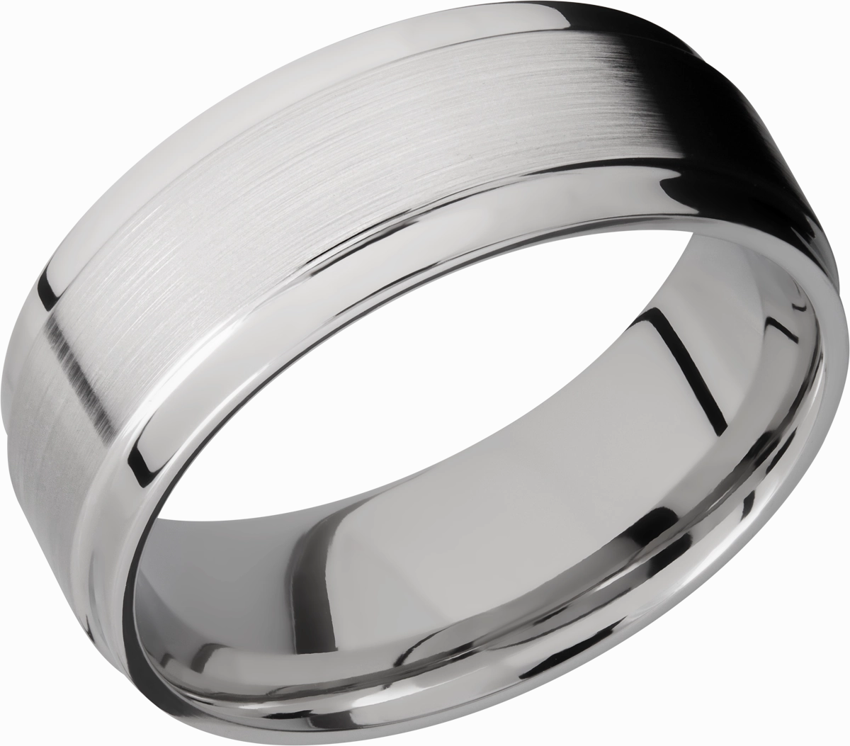 Effortless Accent Cobalt chrome 8mm flat band with grooved edges