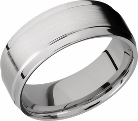 Effortless Accent Cobalt chrome 8mm flat band with grooved edges