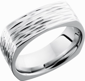 Cobalt chrome 8mm flat square band Ornate Accent Layer Friendly