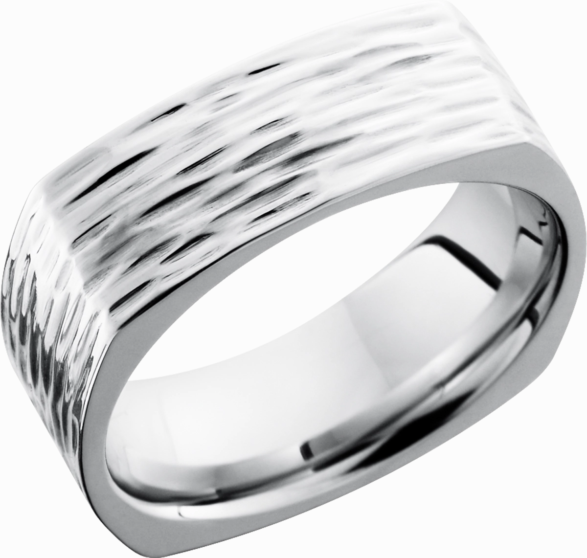 Cobalt chrome 8mm flat square band Ornate Accent Layer Friendly