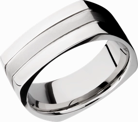 Sparkle Boost daily accessory Cobalt chrome 8mm flat square band with 2, .5mm grooves