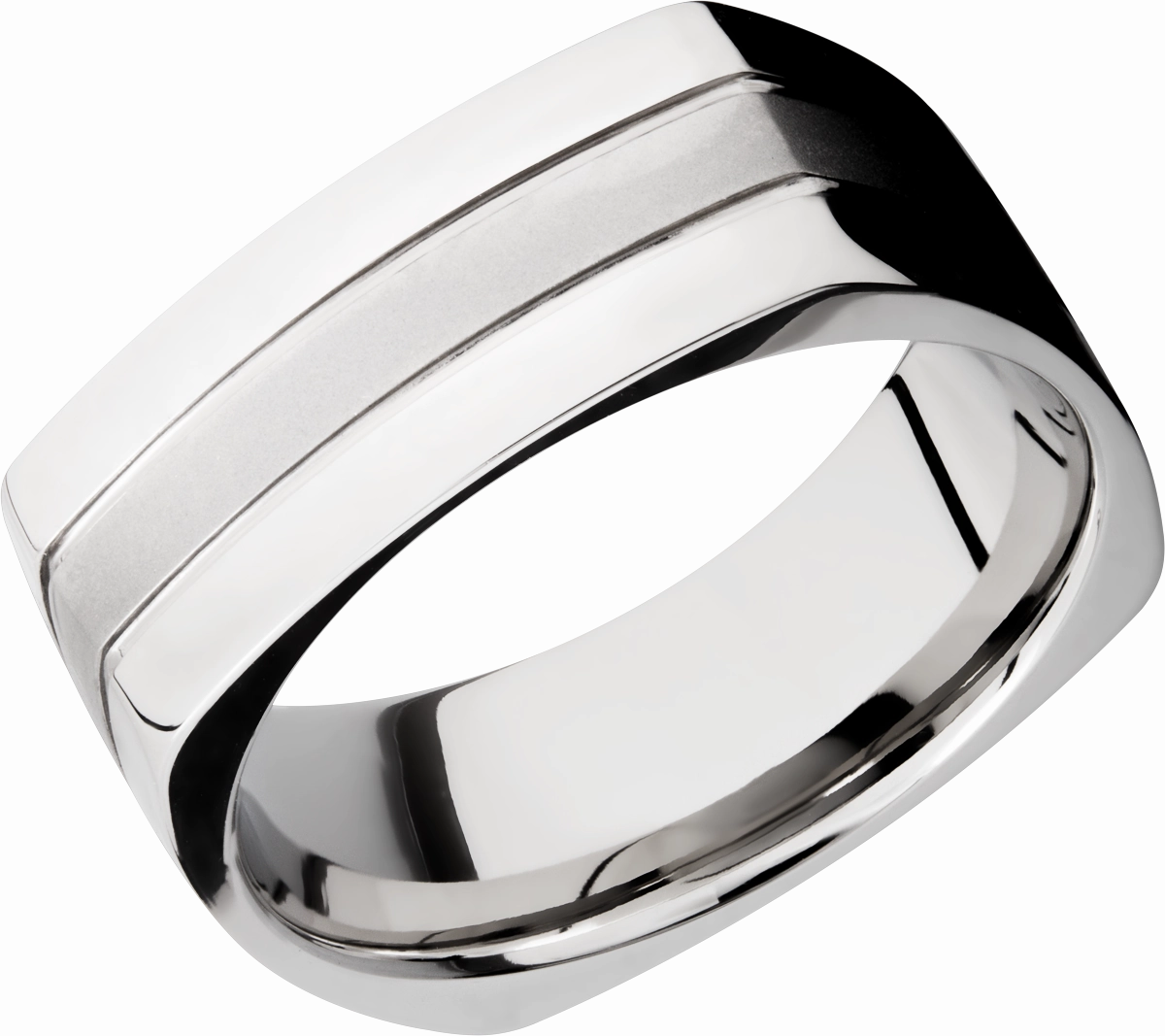 Sparkle Boost daily accessory Cobalt chrome 8mm flat square band with 2, .5mm grooves