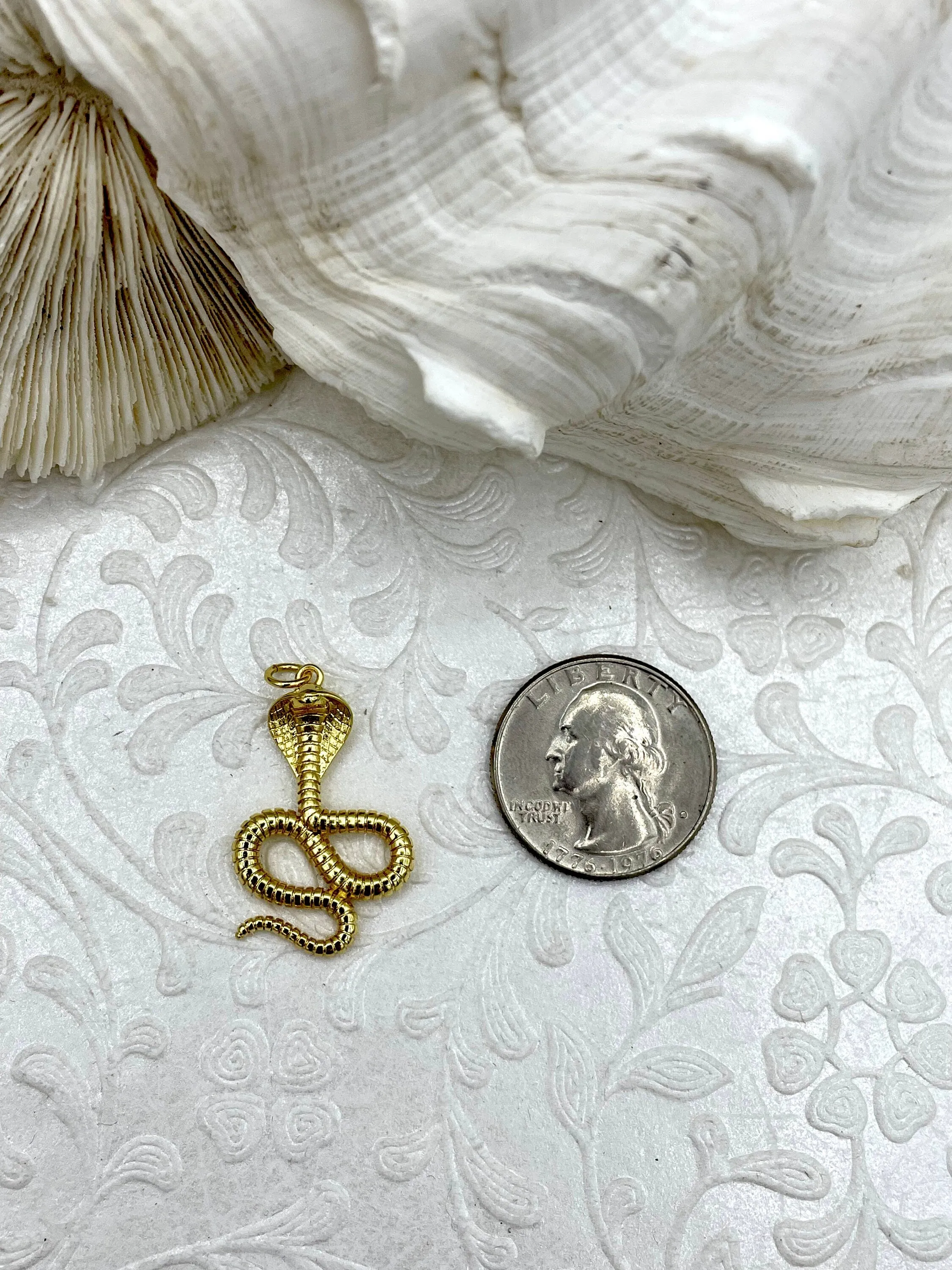 Cobra Charm Pendant, Gold or Silver Snake Charm Pendants, 2 Colors to choose from, Fast Ship youth choice