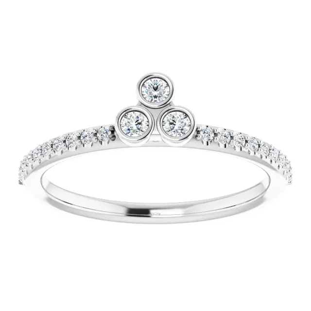 Platinum 1/5 CTW Diamond Three-Stone Asymmetrical Stackable Ring Abstract Design