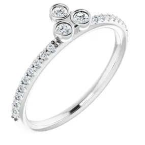 Easy Appearance Elegant Fashion Platinum 1/5 CTW Diamond Three-Stone Asymmetrical Stackable Ring