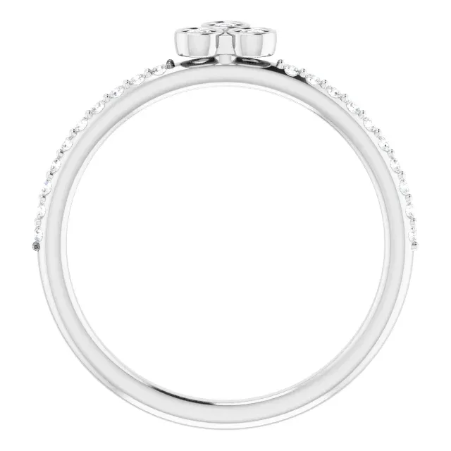 Polished Outline Premium Decoration Platinum 1/5 CTW Diamond Three-Stone Asymmetrical Stackable Ring