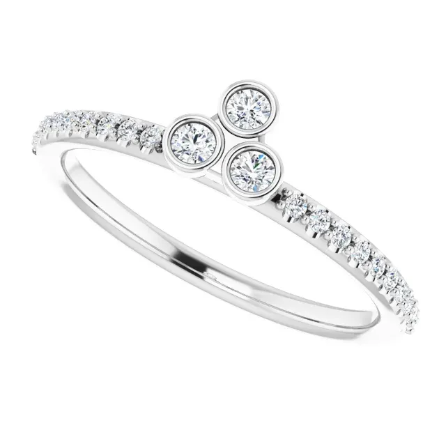 Platinum 1/5 CTW Diamond Three-Stone Asymmetrical Stackable Ring Evening Spark