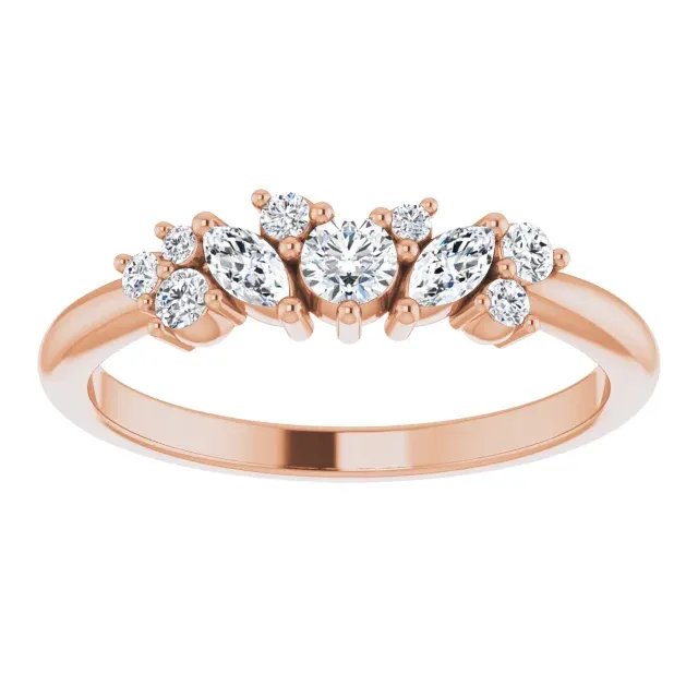 Trendy Article Affordable Creation 14K Rose 1/3 CTW Diamond Multi-Shape Ring