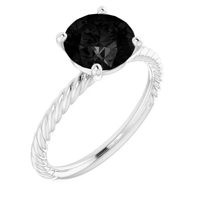 Graceful Detail Economical Item 14K White Onyx Ring