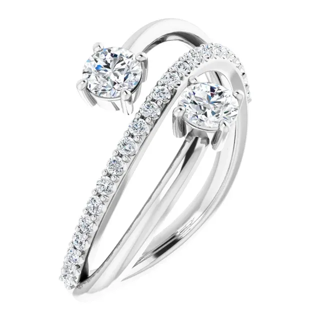 14K White 3/4 CTW Diamond Two-Stone Bypass Ring Translucent Material